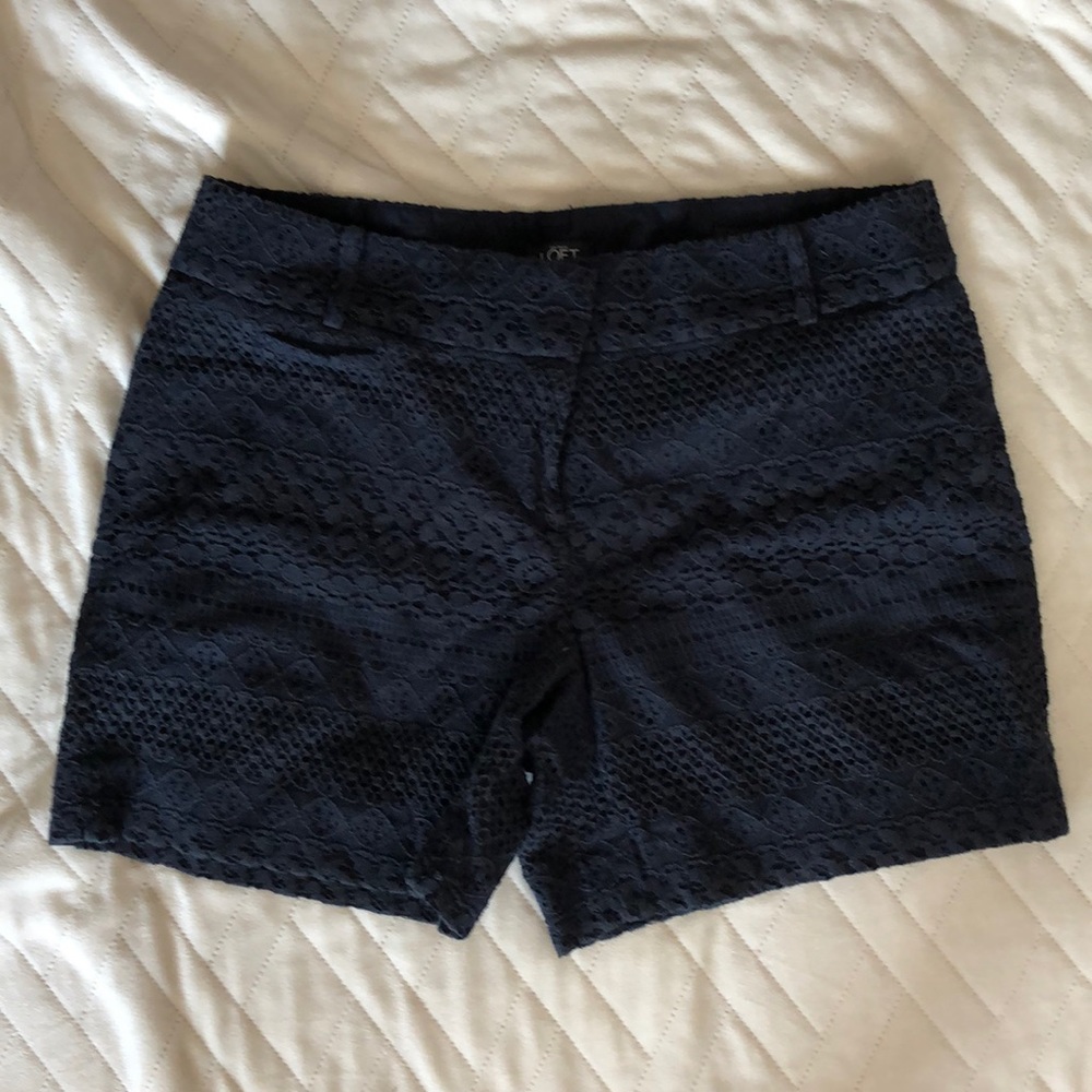 LOFT Navy Blue Lace Shorts, Sz 8